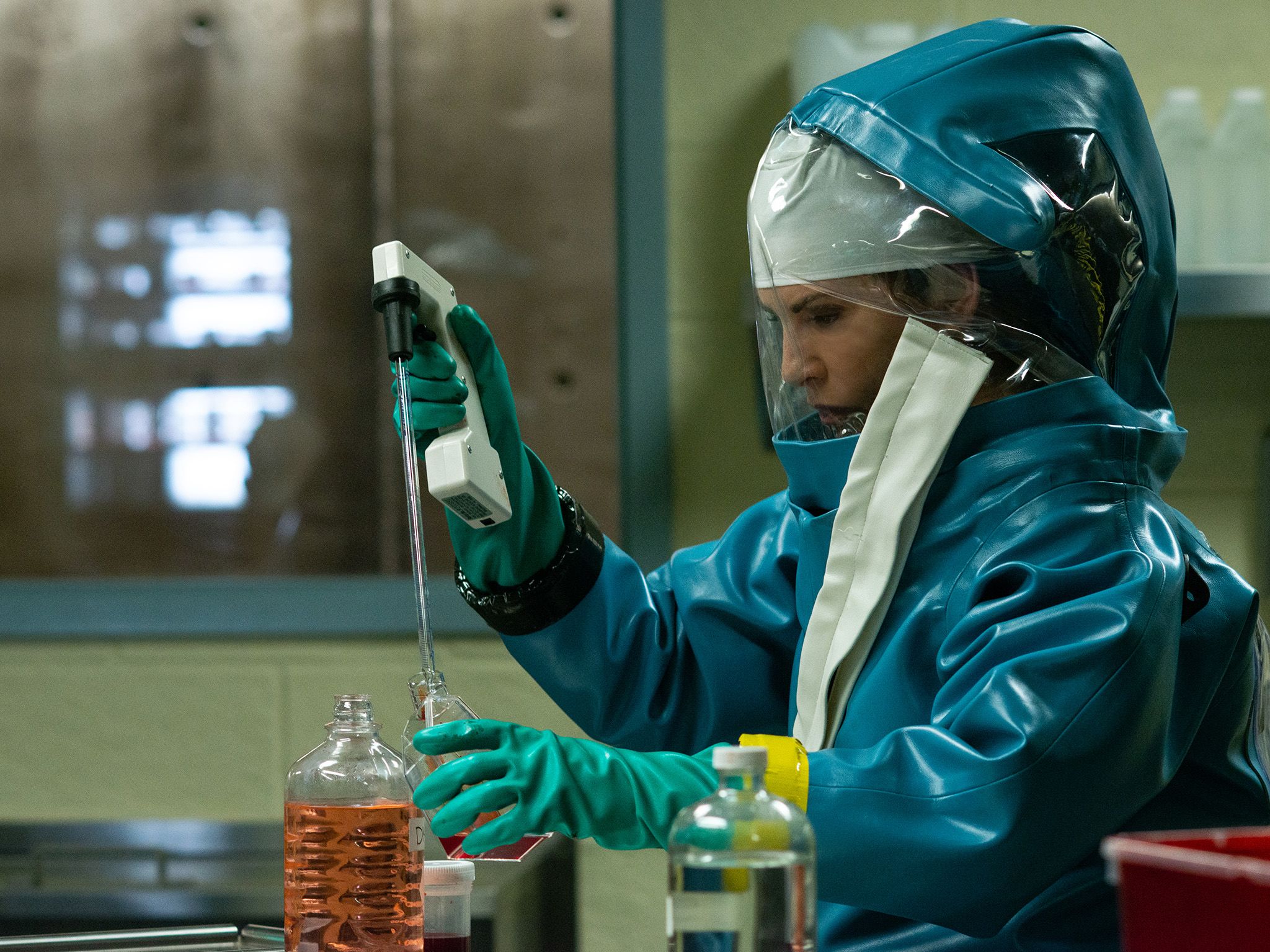 Dr. Nancy Jaax (Julianna Margulies) working in her pathology lab.  This image is from The Hot Zone. [Photo of the day - May 2020]