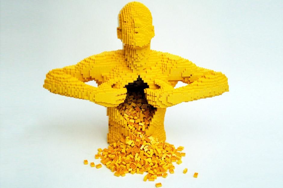 New York City, New York, United States: Lego sculpture of yellow man with his innards gushing... [Photo of the day - June 2012]
