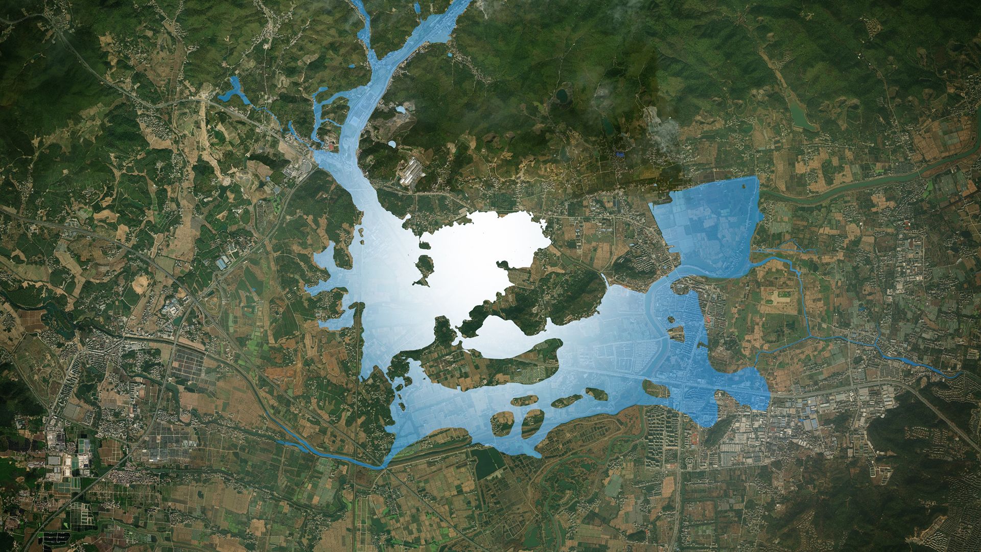 The water levels created by dams at Liangzhu. This is from Ancient China from Above. [Photo of the day - November 2021]