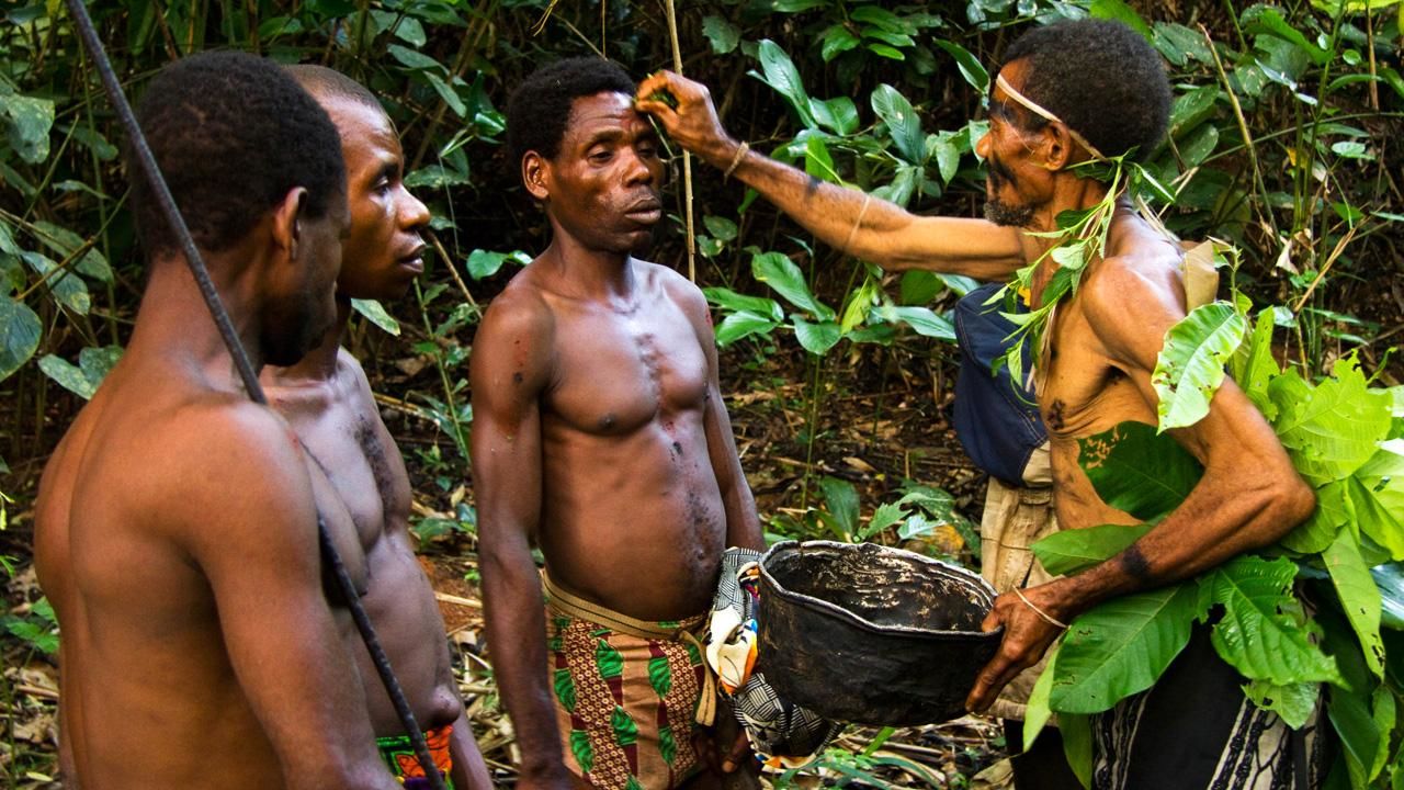 Cameroon, West Africa: Baka Pygmy hunters prepare for a hunt with a ceremony.  These Baka... [Photo of the day - August 2012]