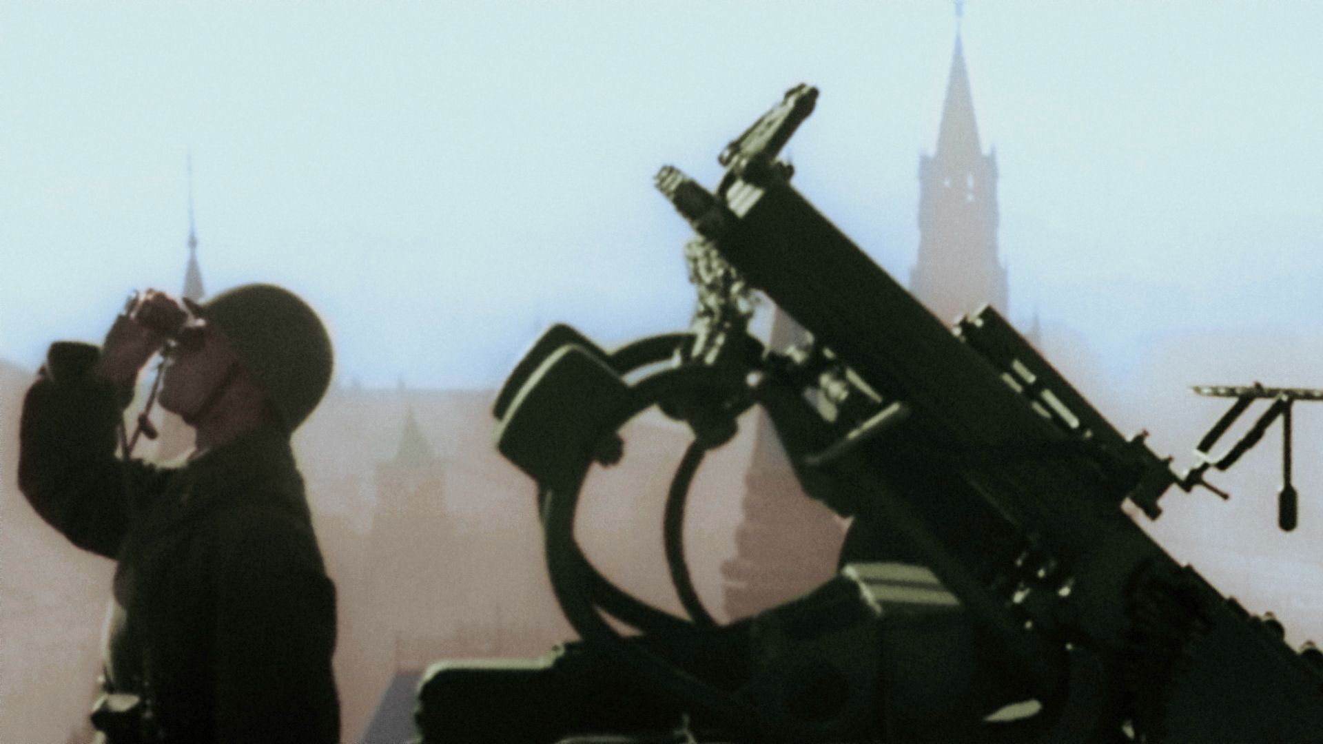 A soldier from an anti-aircraft unit watches over Moscow's sky. This is from  APOCALYPSE: HITLER... [Photo of the day - February 2022]