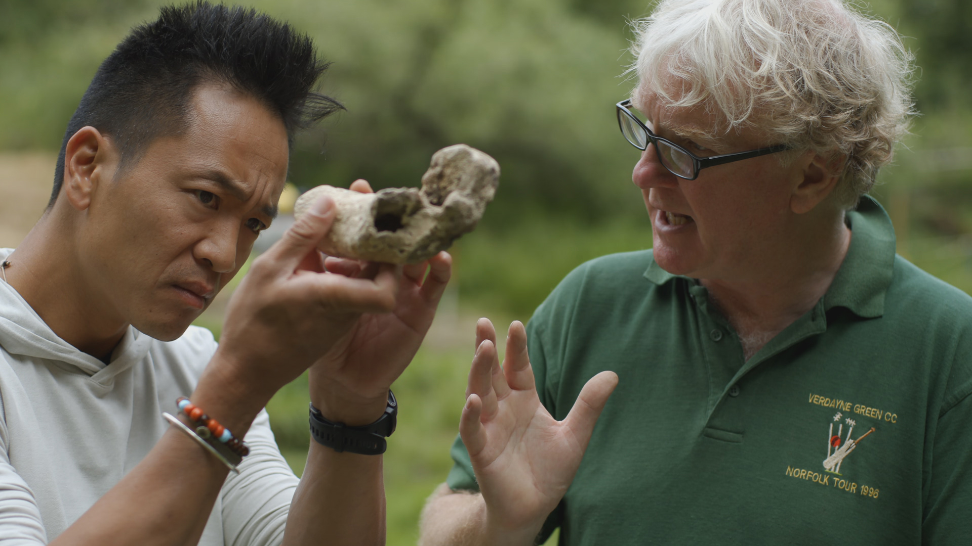 Albert Lin (L) and lead Archaeologist, David Jacques discuss the significance of finding an... [Photo of the day - April 2022]