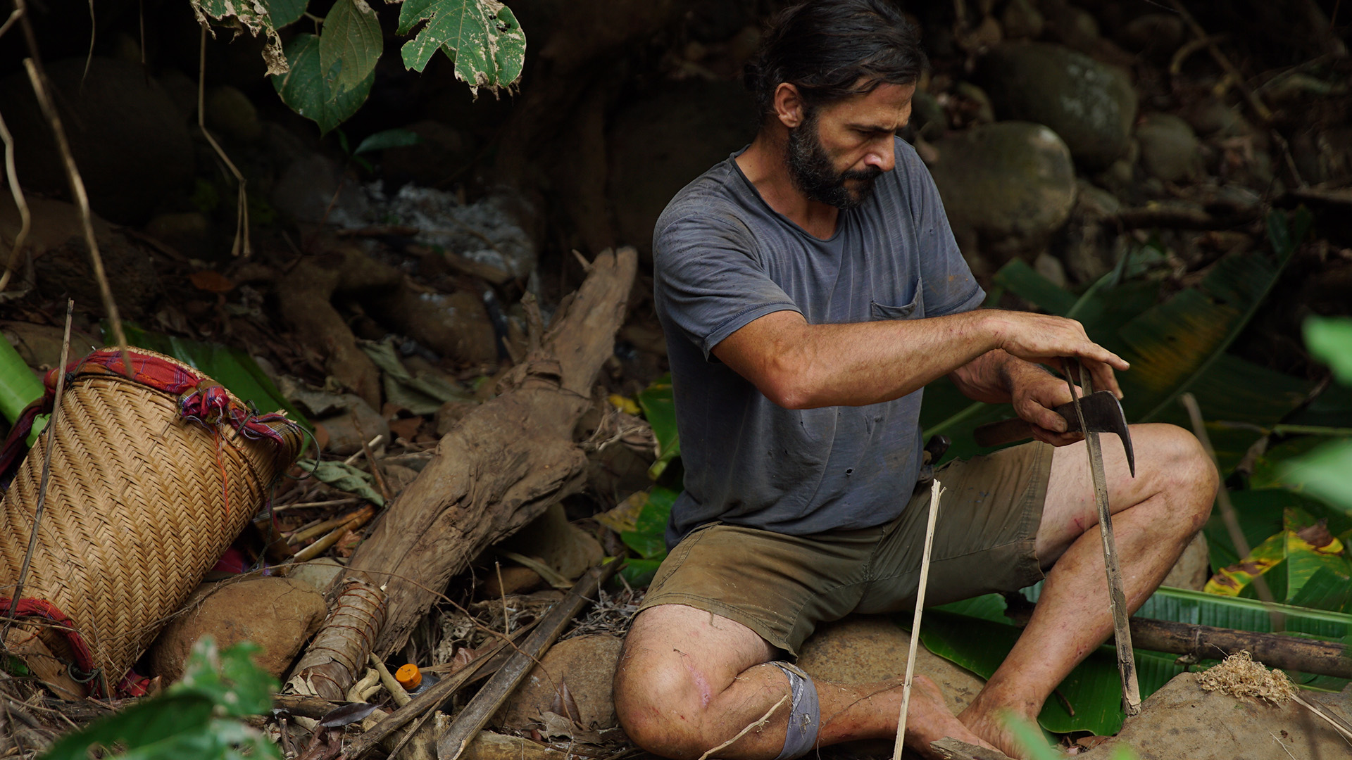 Hazen making kindling with his machete for jungle campfire. This is from Primal Survivor:... [Photo of the day - August 2022]
