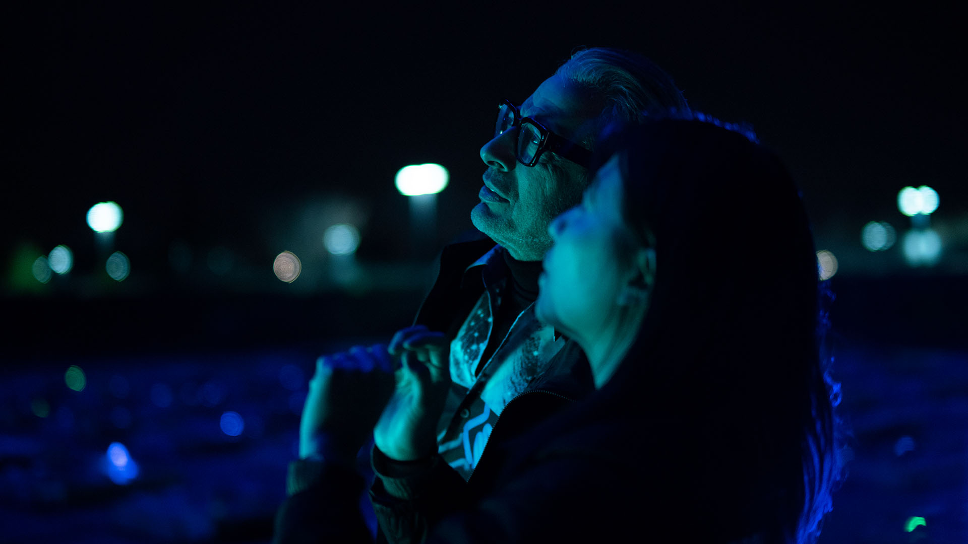 Jeff Goldblum (L) and Natalie Cheung watch a drone display. This is from  WORLD ACCORDING TO... [Photo of the day - December 2022]