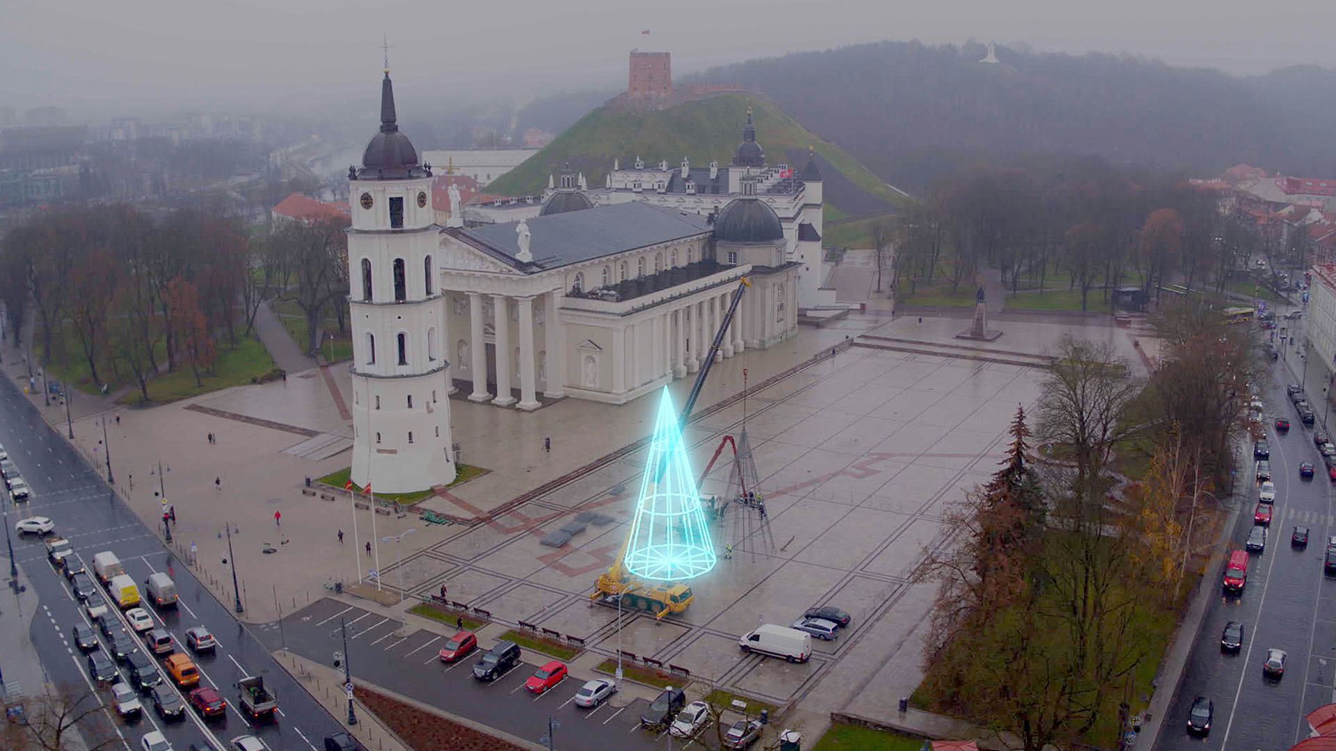 A graphic highlight depicting the frame of the Vilnius Christmas Tree once built. This is from... [Photo of the day - December 2022]