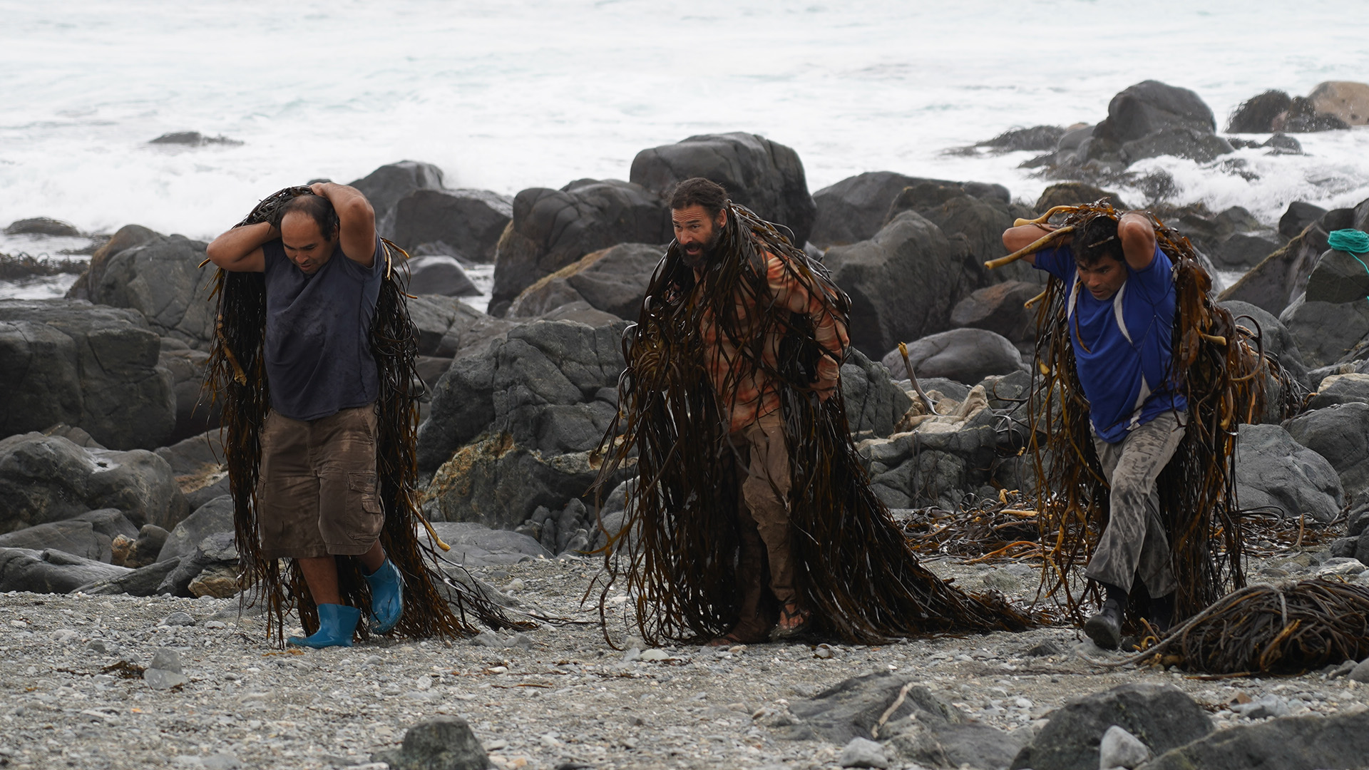 Hazen and contributors bringing in kelp. This is from Primal Survivor: Over the Andes. [Photo of the day - February 2023]