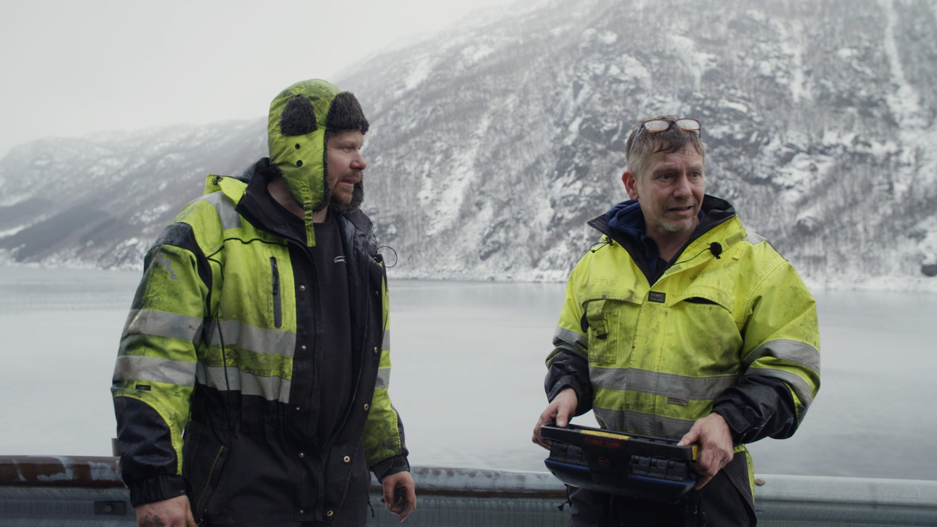 Thord and Tor Steinar by the fjord. This is from Ice Road Rescue. [Photo of the day - February 2023]