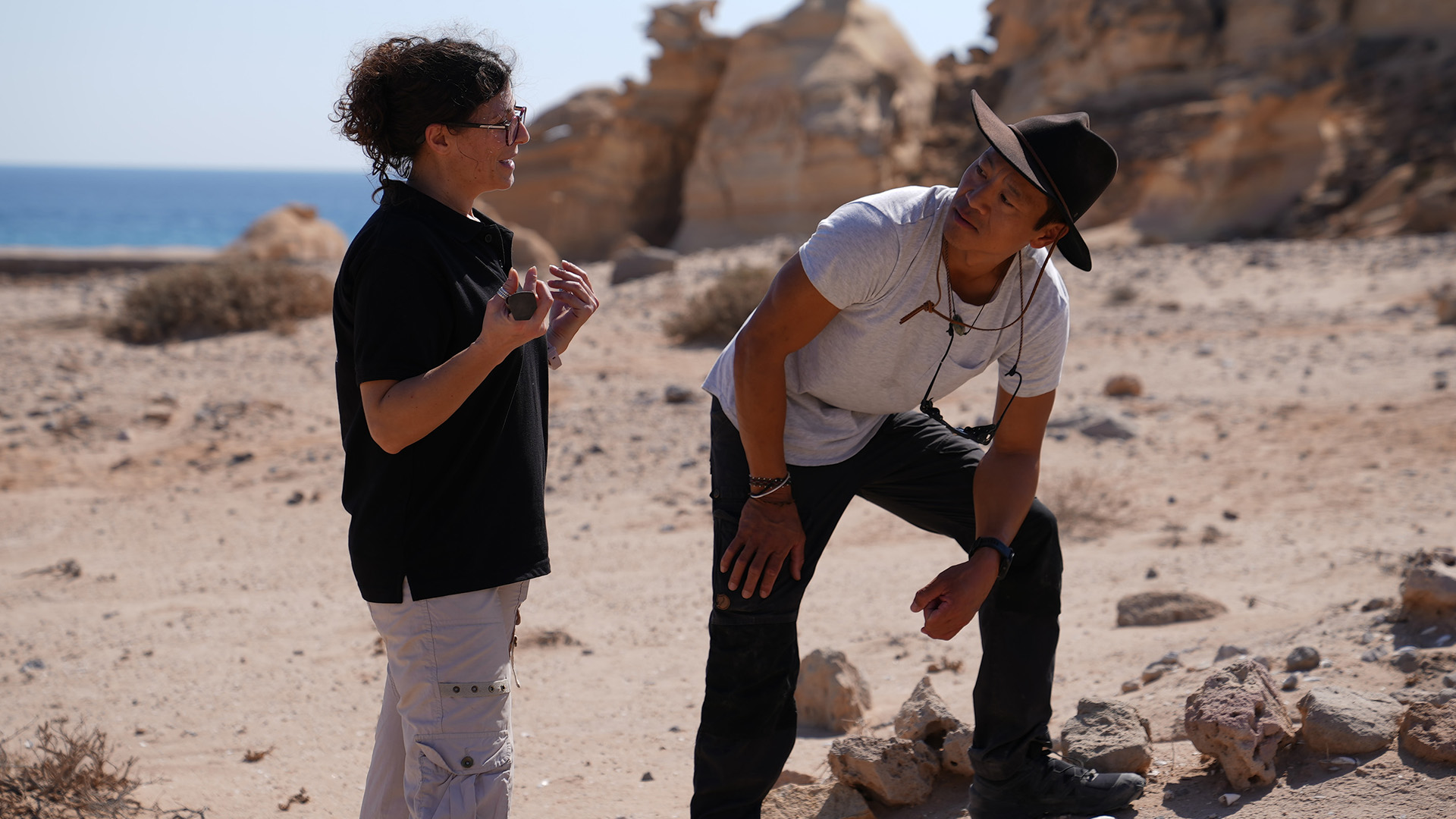 Albert Lin and archeologist Valentina Azzara talk while filming "Lost Cities Revealed with... [Photo of the day - May 2023]