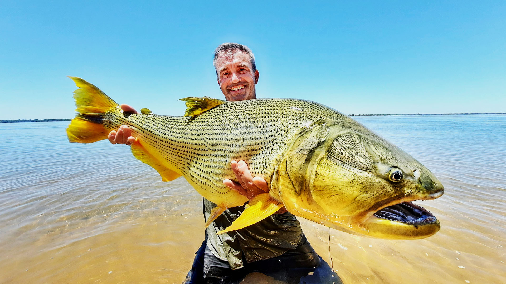 Cyril holds a Dorado, top predators of piranha. This is from Last of The Giants Wild Fish. [Photo of the day - July 2023]