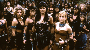 (from left) Danielle Cormack, Alison Bruce, Lucy Lawless, Renee O'Connor on set of XENA: WARRIOR... Photo of the day - 25 September 2023