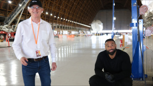 Daniel Ashville and Alan Weston smile inside the Hangar.  This is from Building Impossible with... Photo of the day - 26 September 2023