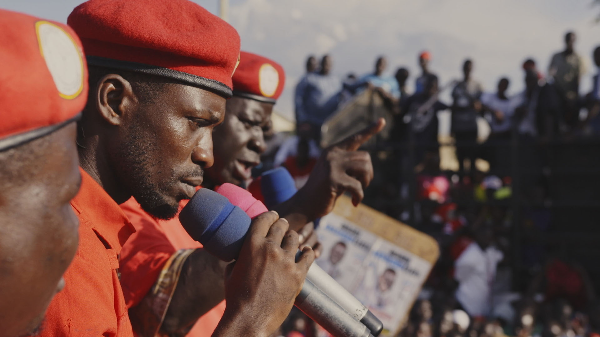 Bobi at a rally in his red beret. This is from Bibo Wine: The People's President. [Photo of the day - October 2023]