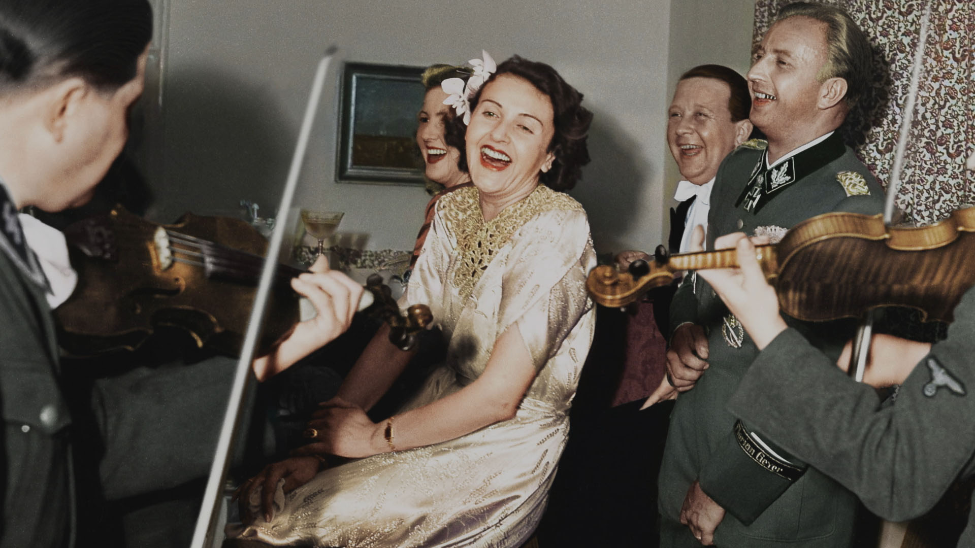 Gretl Braun laughing surrounded by German Generals and musicians on her wedding day. This is... [Photo of the day - December 2023]