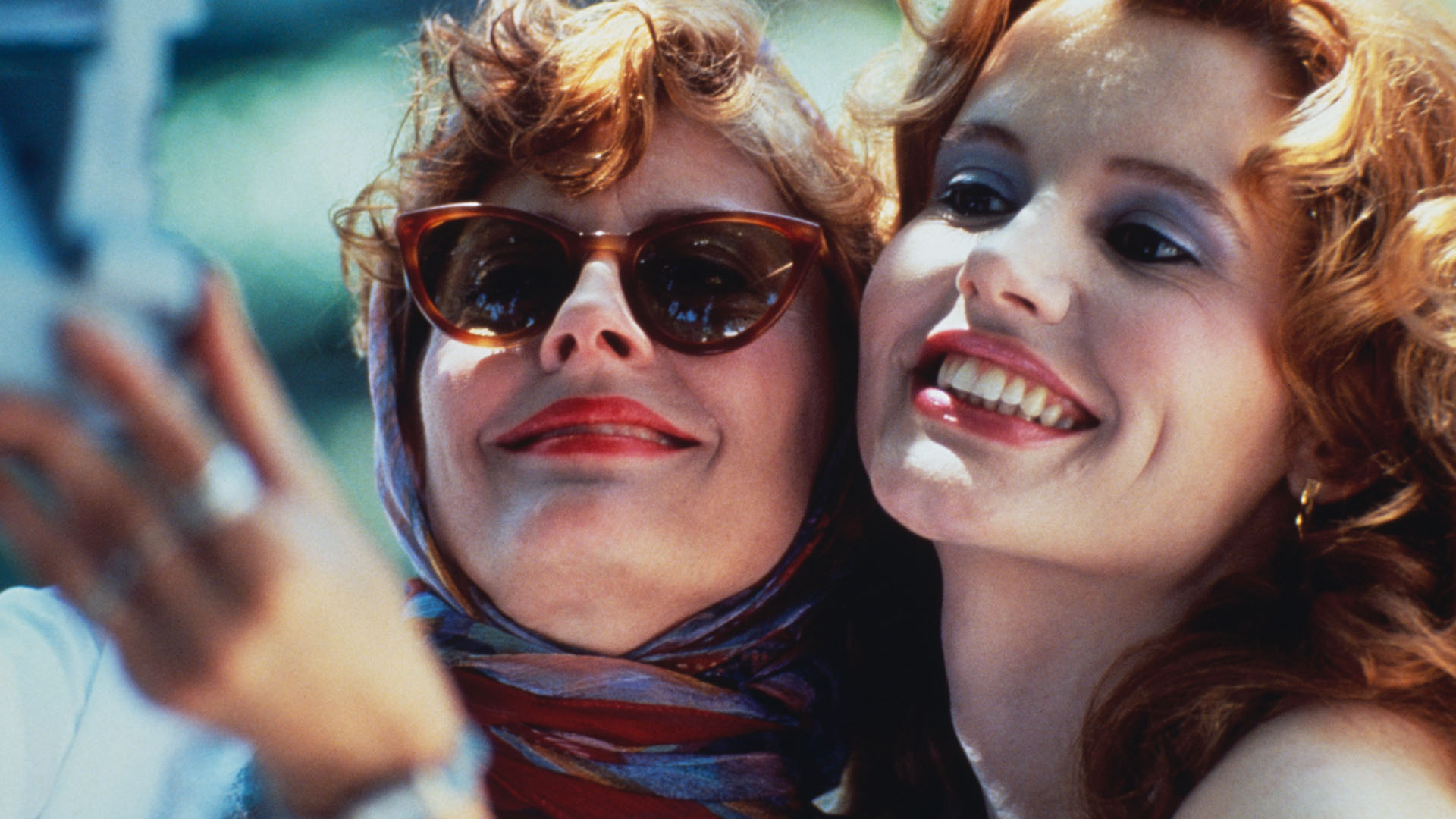 Actresses Susan Sarandon (left) and Geena Davis star in the film 'Thelma And Louise', 1991. ... [Photo of the day - January 2024]