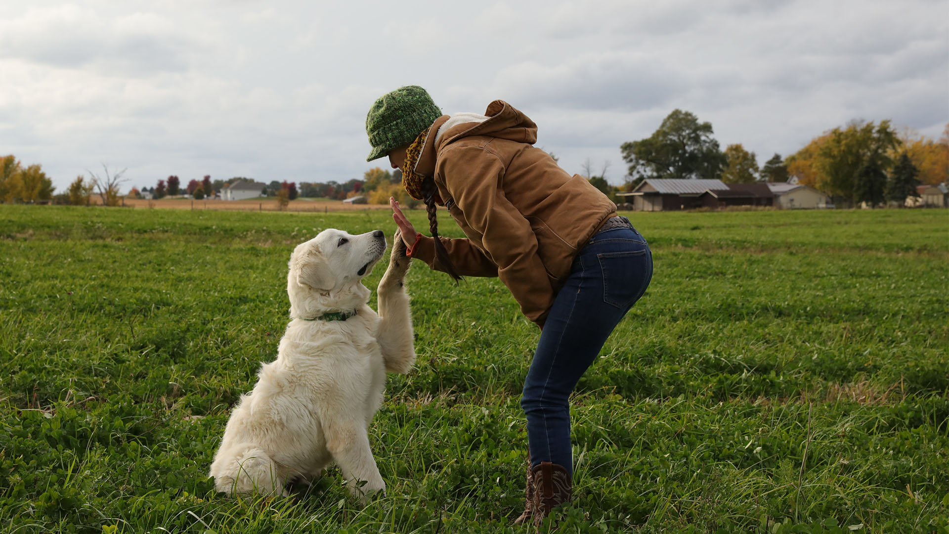 Clovis, the Pol family's new dog, gives Beth Pol his paw at the Pol family's farm.  This is from... [Photo of the day - January 2024]