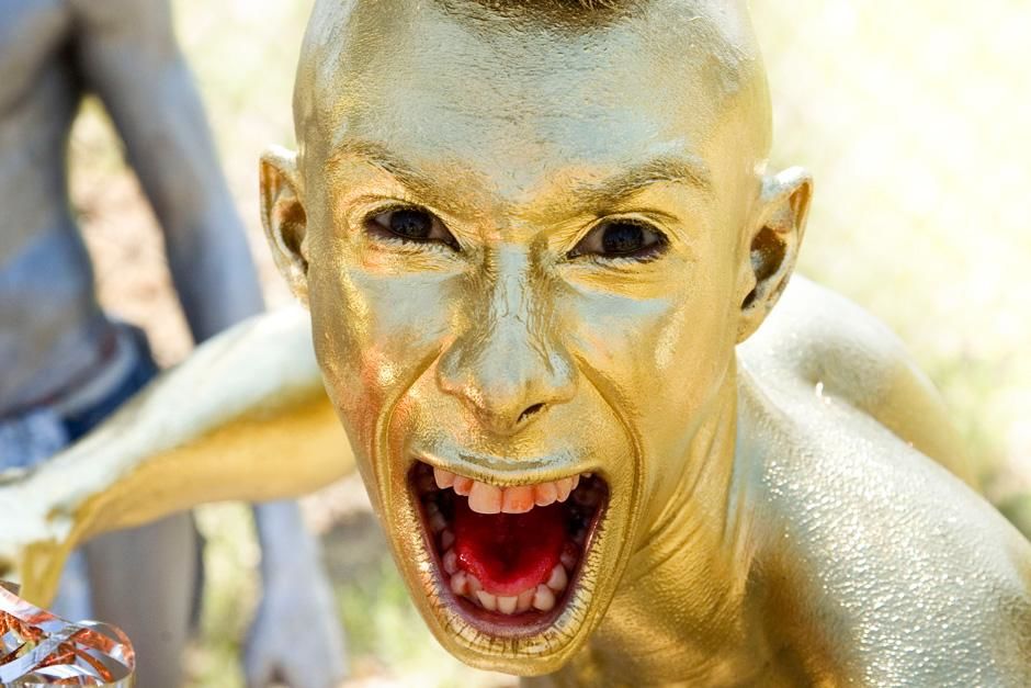 BARRANQUILLA, COLOMBIA, SOUTH AMERICA: Man painted in gold at the Barranquilla Carnaval, a... [Photo of the day - October 2012]