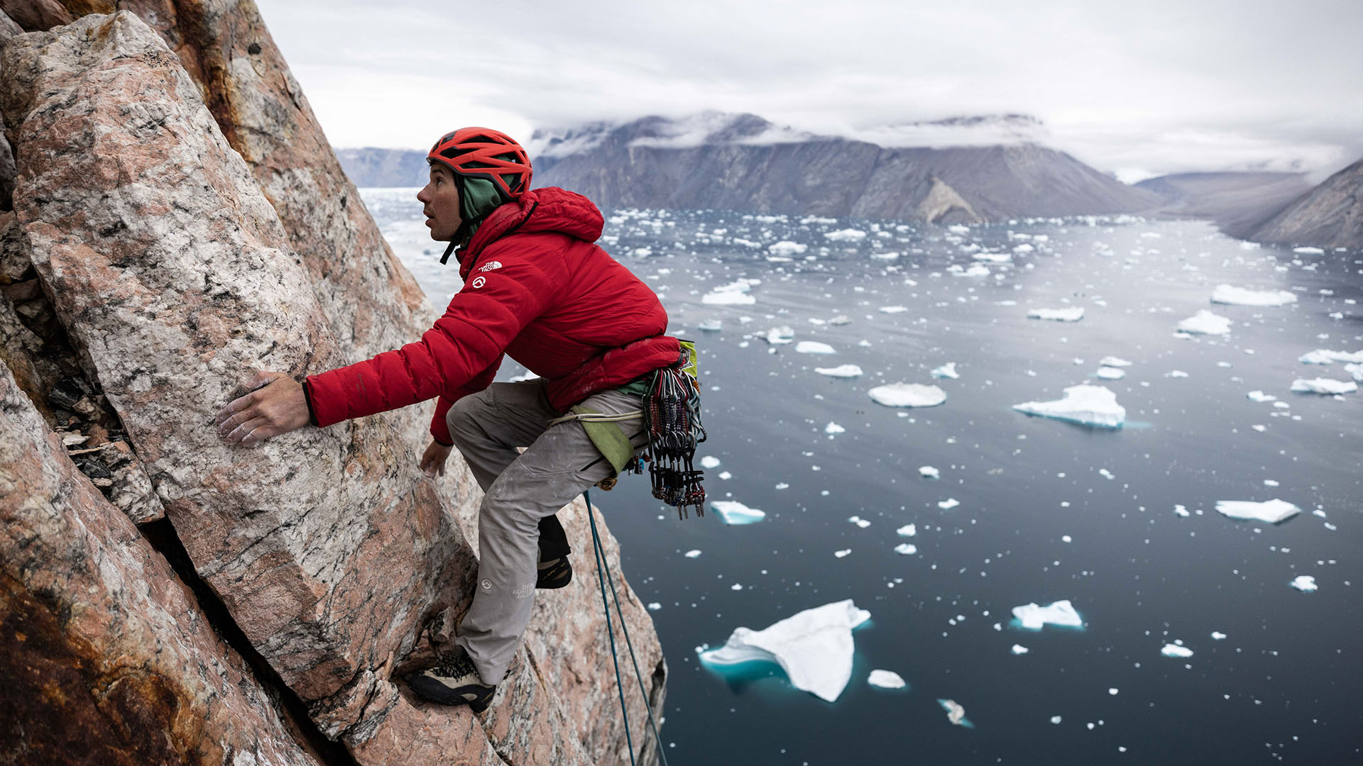 Alex Honnold climbing Ingmikortilaq. This is from Arctic Ascent with Alex Honnold. [Photo of the day - February 2024]