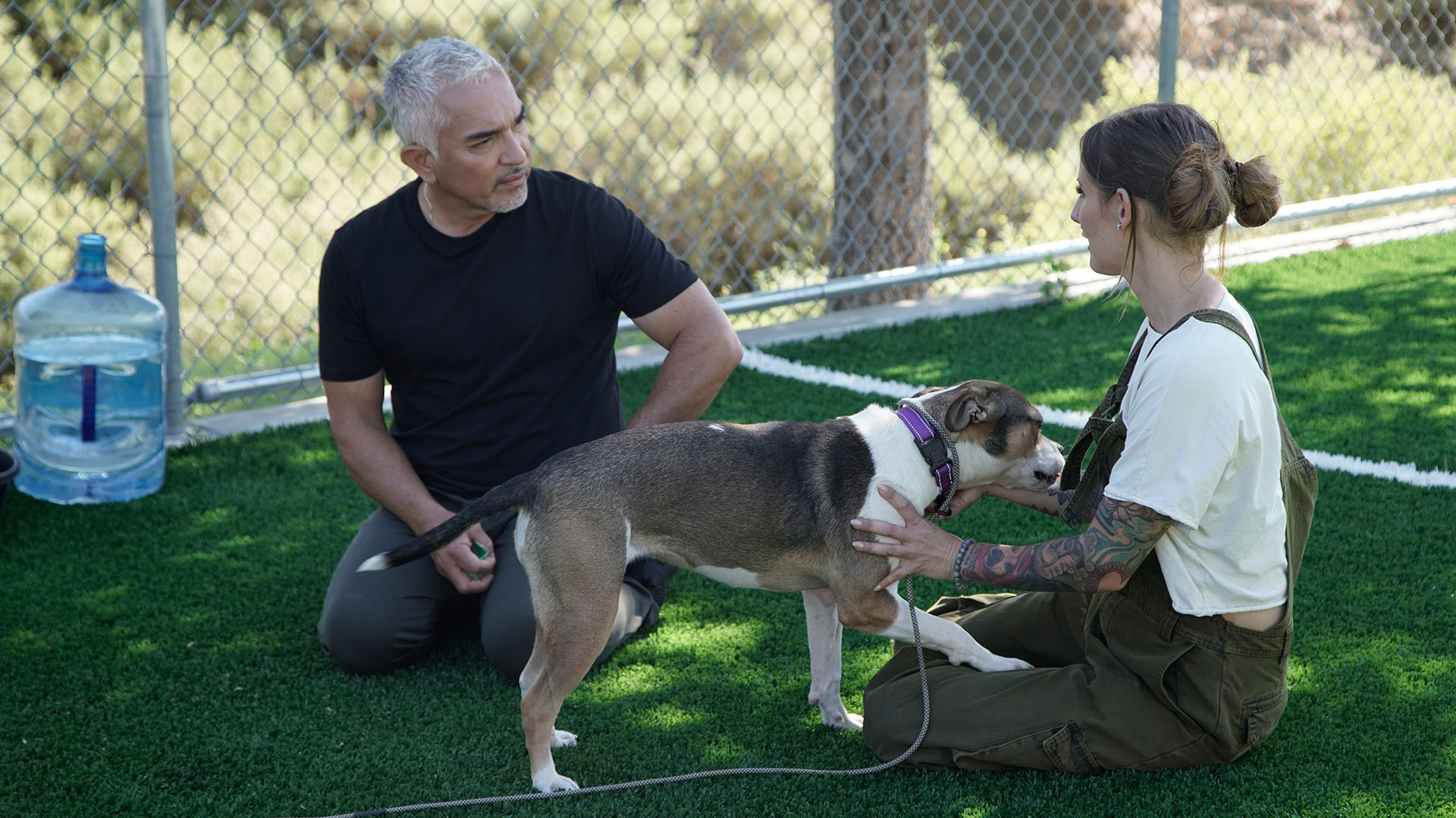 Cesar Millan and Angela playing with her dog. This is from Cesar Millan: Better Human Better Dog... [Photo of the day - May 2024]