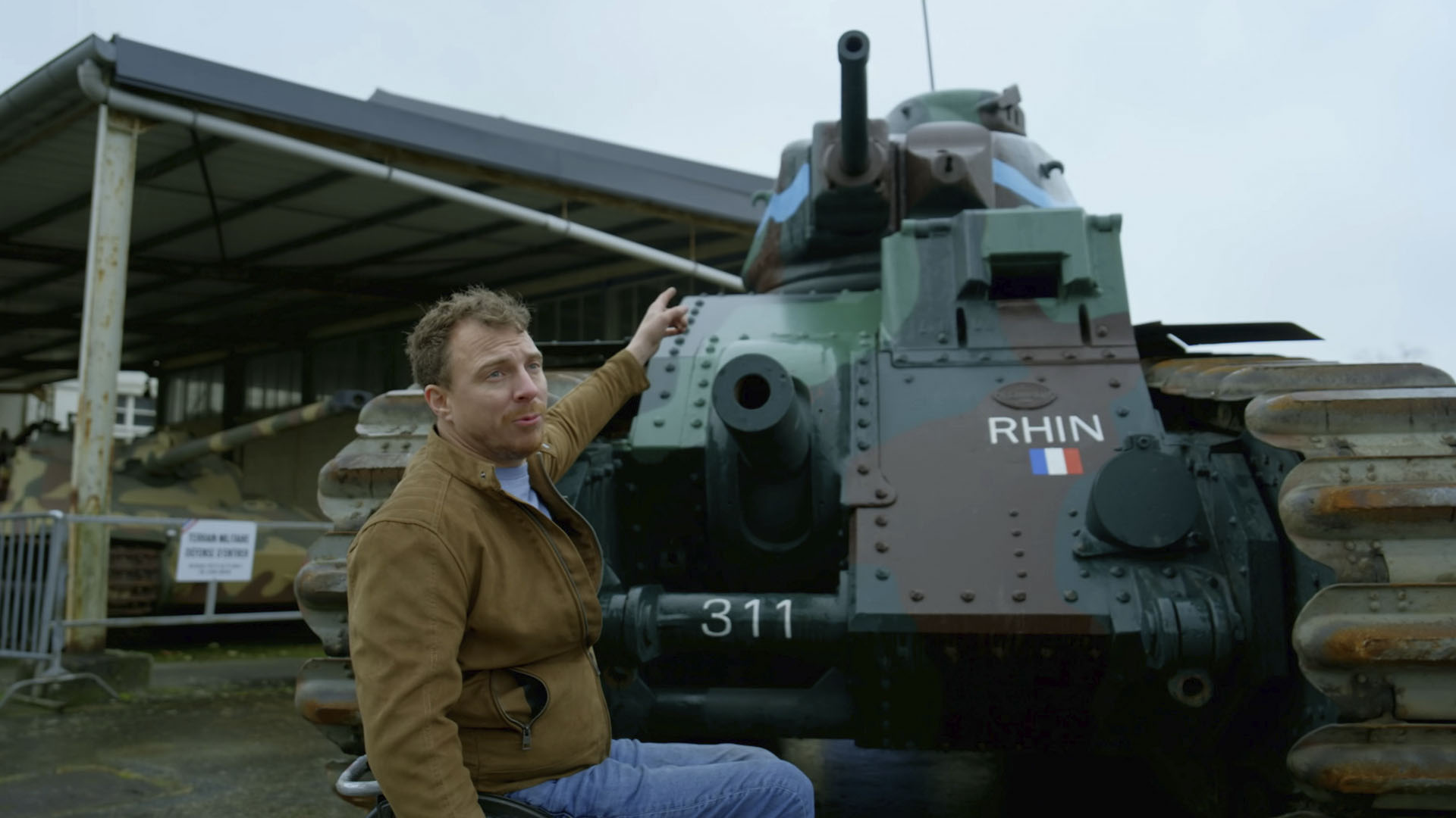 Arthur Williams points at a Renault Char B1 tank. This is from Defending Europe. [Photo of the day - September 2024]