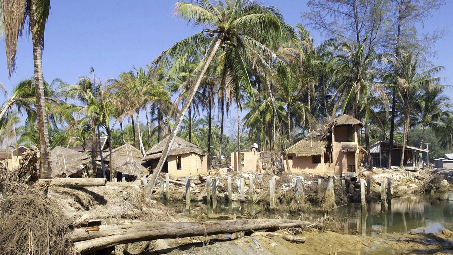 A resort in the Bang Tao area of Phuket, Thailand is pictured on Jan. 11, 2005, after it was... [Photo of the day - نوفمبر 2024]