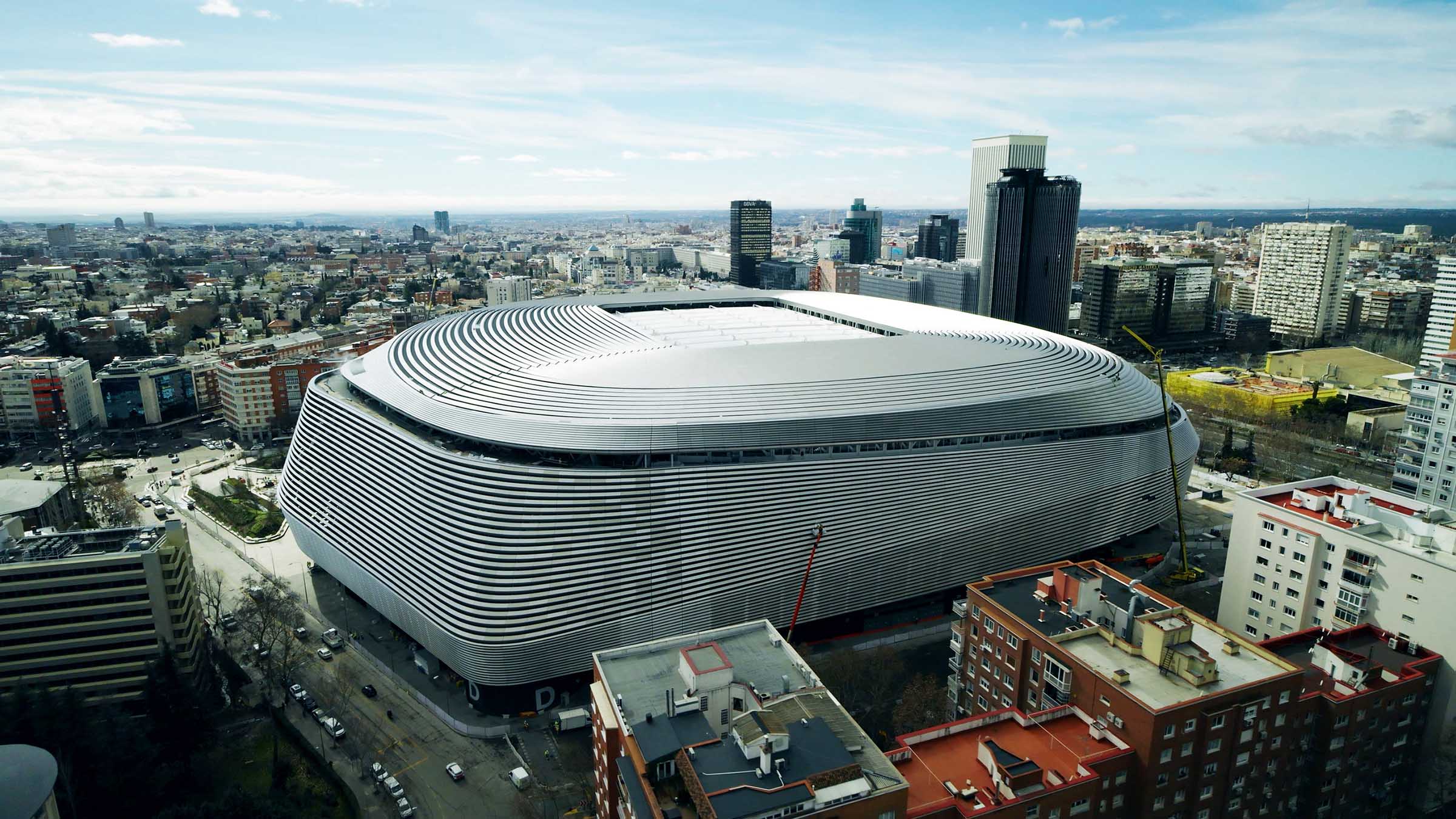 The exterior of the completed Santiago Bernabeú Stadium is seen from above.  This is from... [Photo of the day - December 2024]