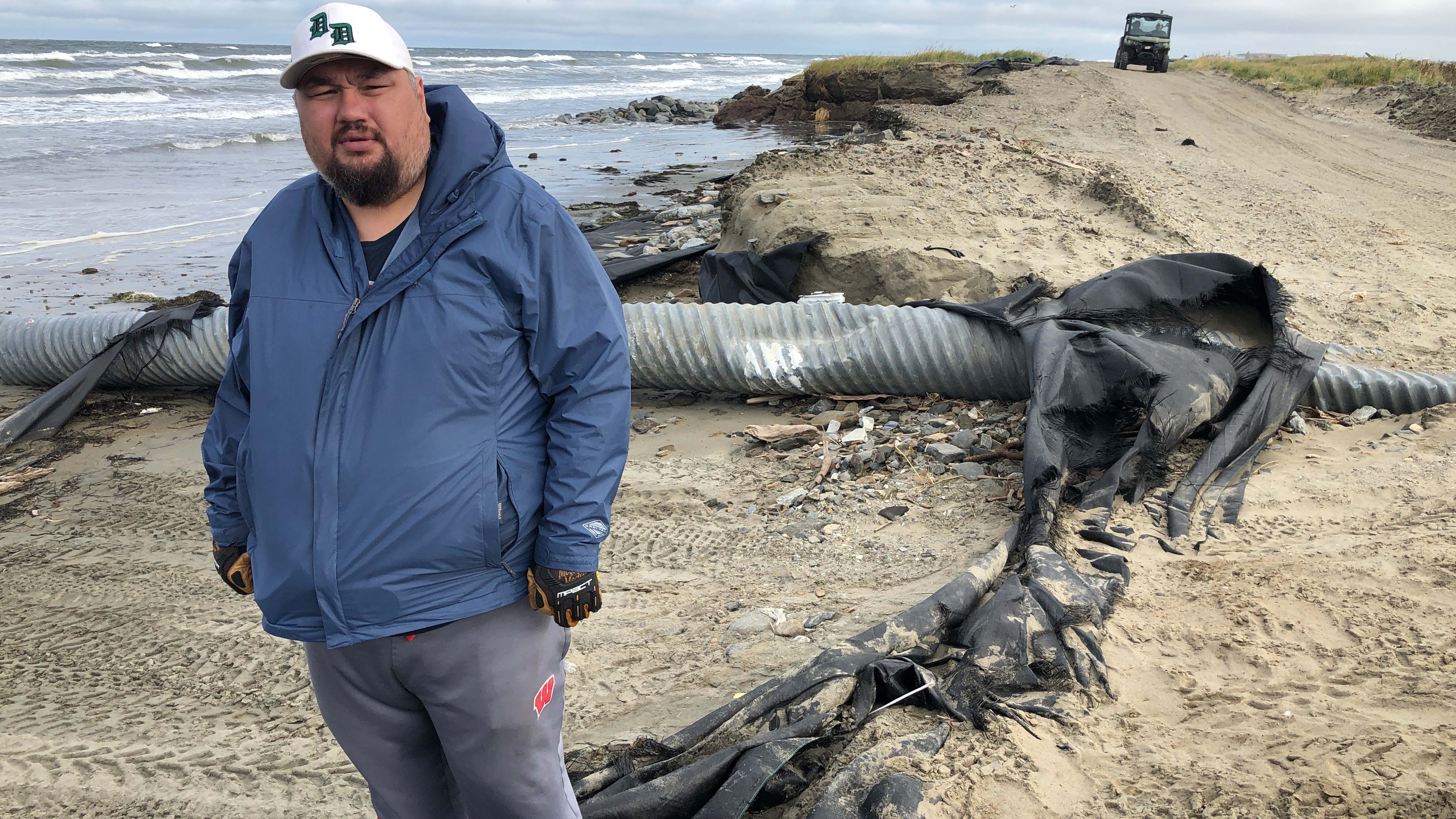 Alaskan resident, Dennis, loses land from the melt. This is from Mutant Weather. [Photo of the day - January 2025]