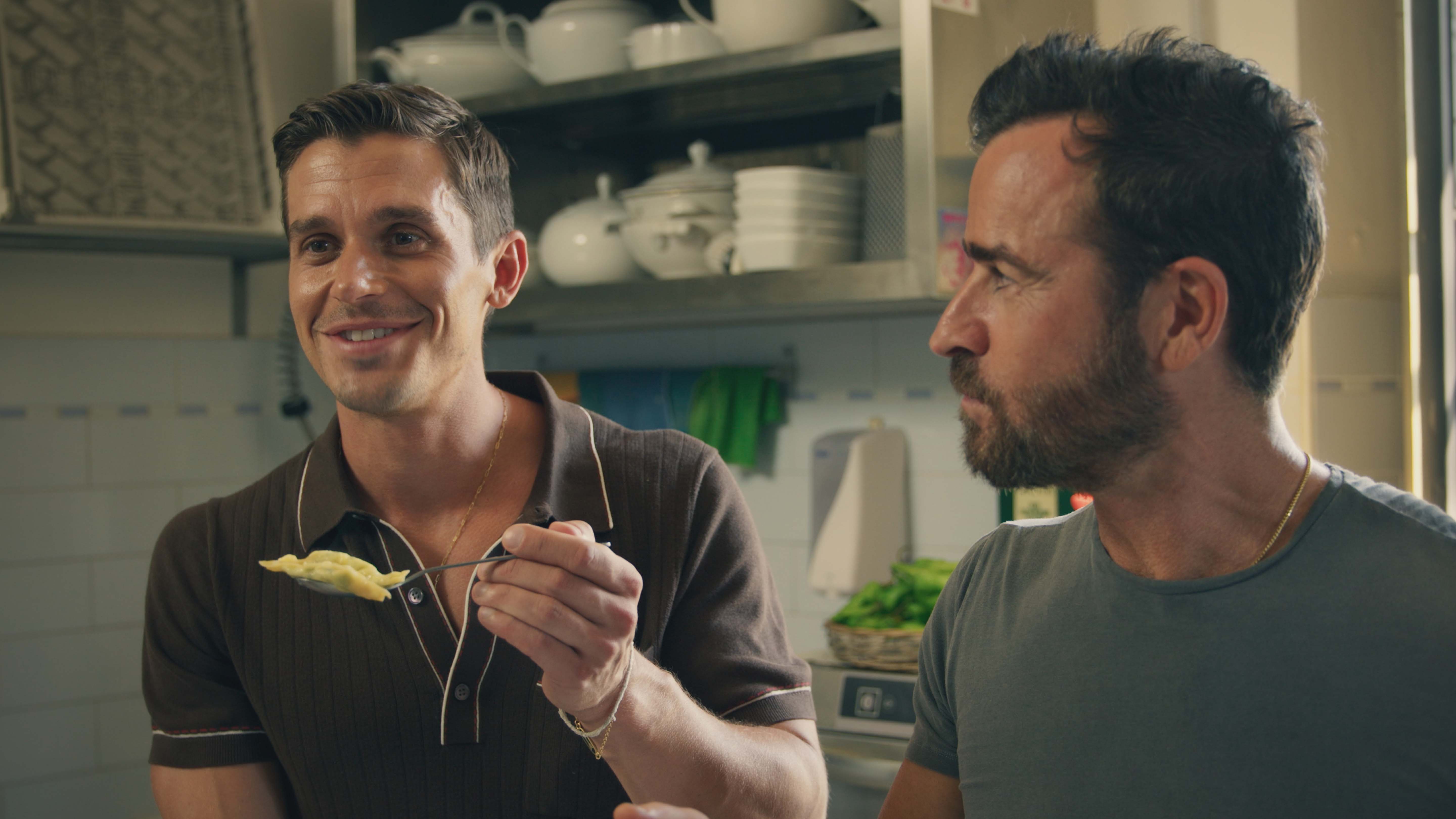 Antoni Porowski and Justin Theroux taste the tortelli they've just made. This is from No Taste... [Photo of the day - February 2025]