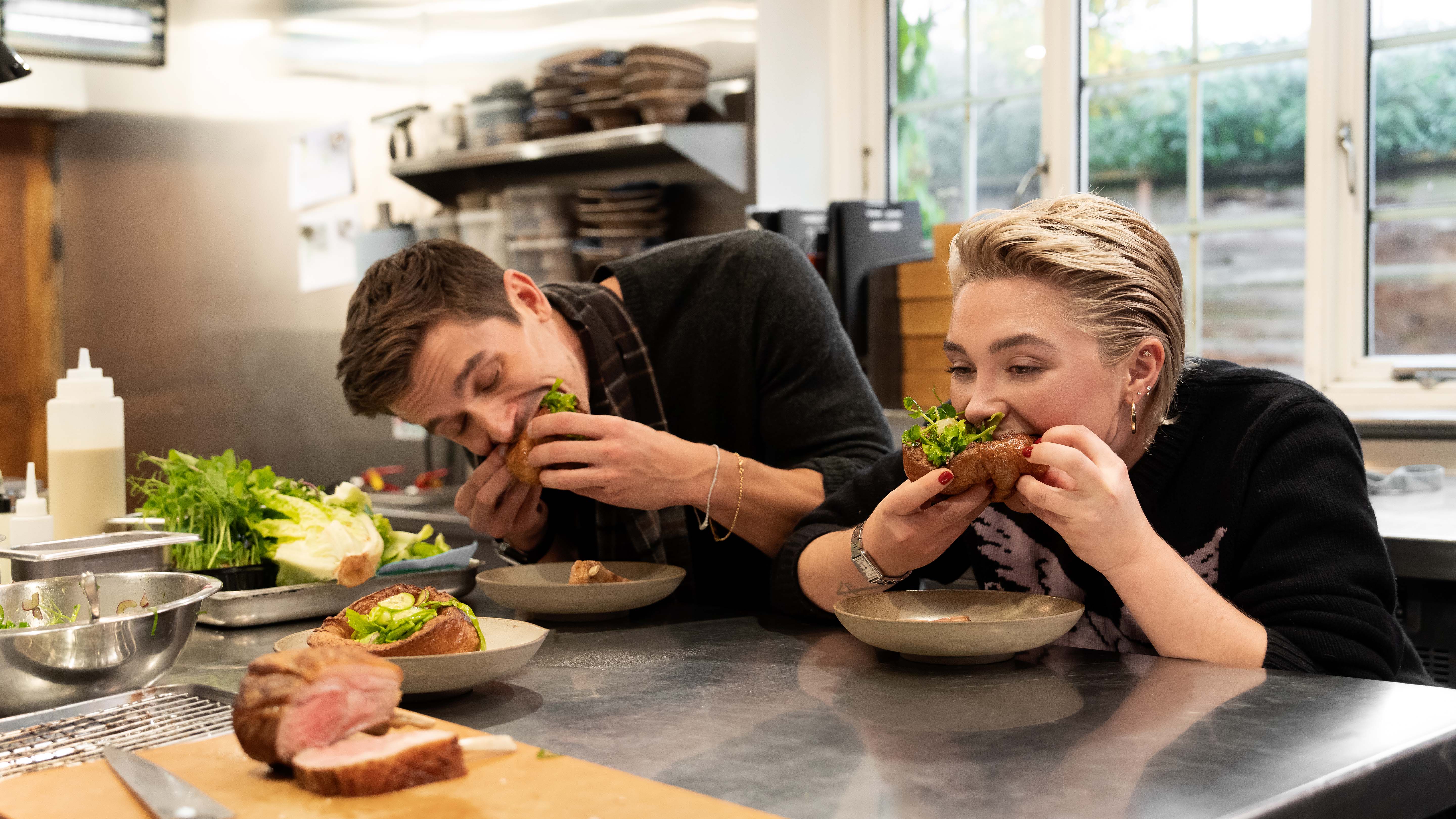 Antoni Porowski and Florence Pugh taste Yorkshire puddings and mutton chops. This is from No... [Photo of the day - February 2025]