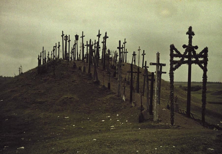 A view of a walkway lined with crucifixes in Lithuania. Russia. [Photo of the day - November 2011]