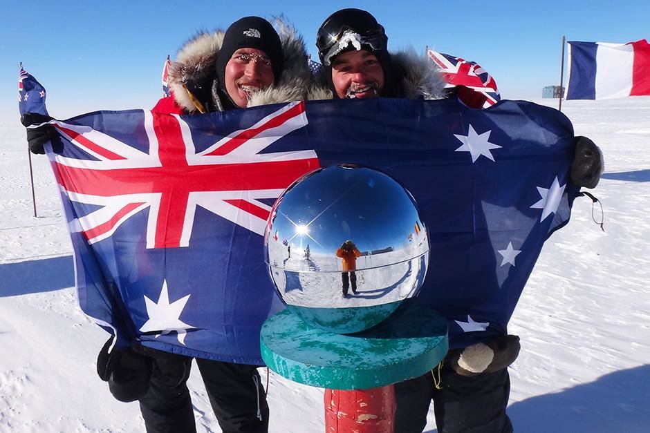 Antarctica: The South Pole! After 1135km and 62 days, Cas (James Castrission, right) and Jonesy... [Photo of the day - September 2013]