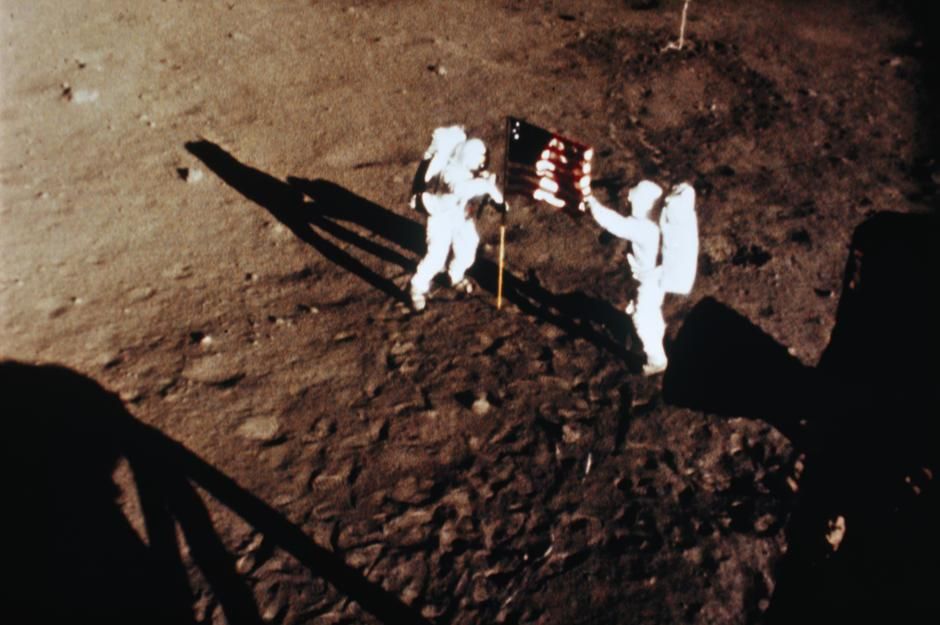 Astronauts Armstrong and Aldrin, raise the American flag on the moon. On this day in 1971 Apollo... [Photo of the day - February 2011]