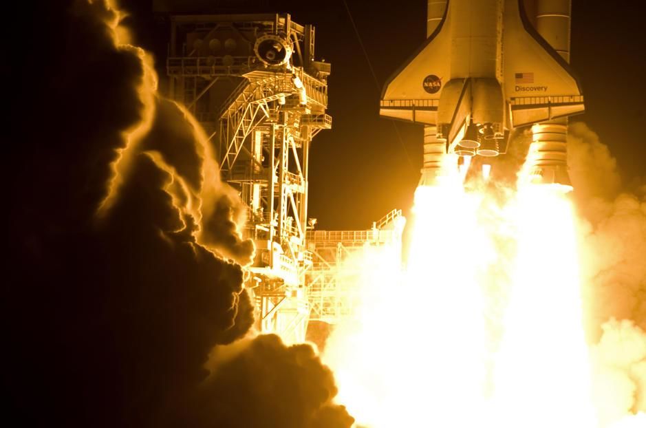 On this day in 1961 the Soviets won the space race. Here the space shuttle Discovery launches... [Photo of the day - February 2011]