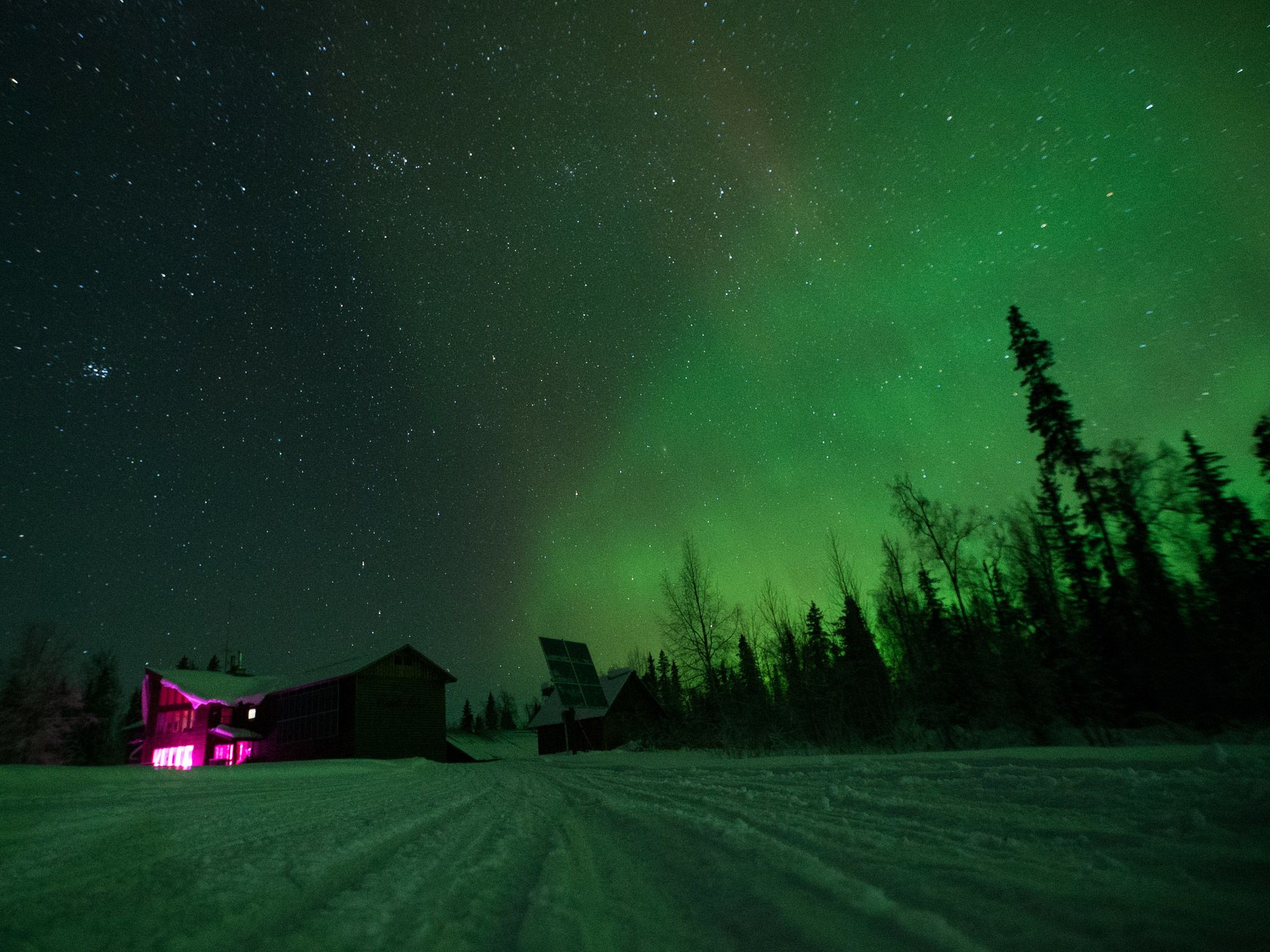 Skwentina, Alaska: The Northern Lights illuminate the night sky over Roger and Myra's Skwentna... [Photo of the day - July 2015]
