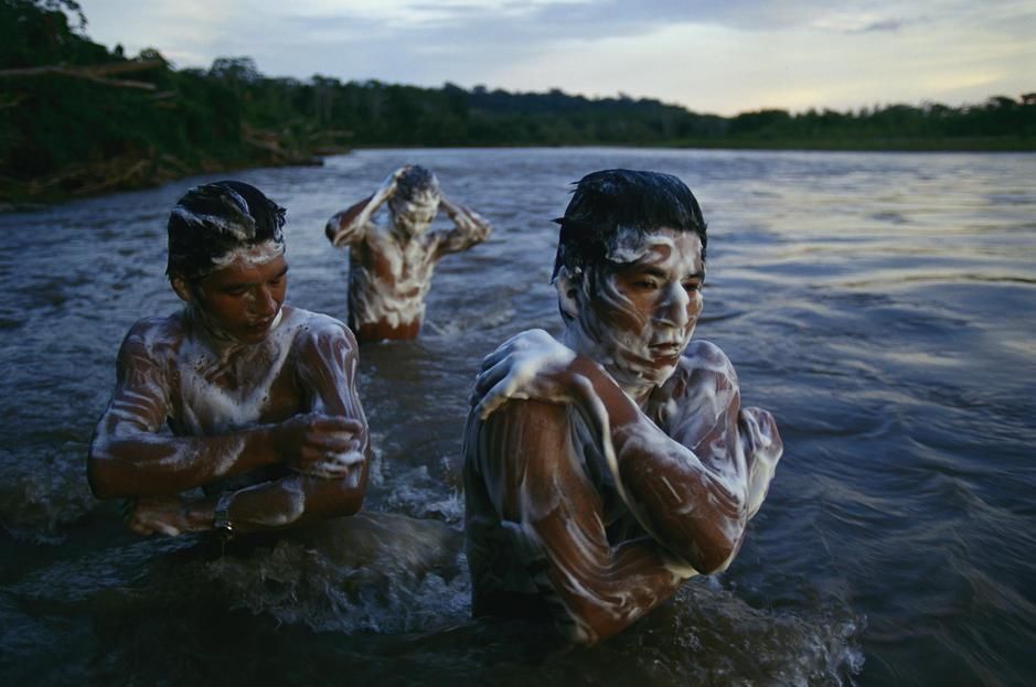 A group of Tacana guides bathe at the day ends in the Tuichi River. Bolivia. [Photo of the day - August 2011]