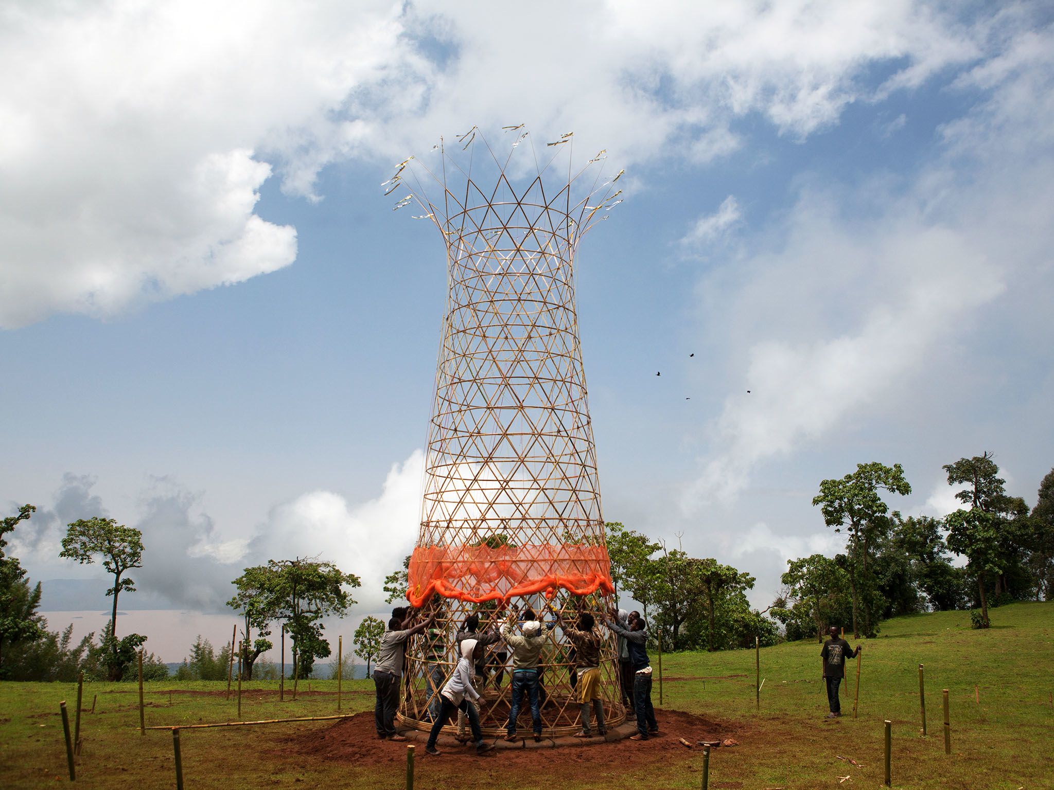Ethiopian Architecture students assemble  the components of a tower that is designed by Italian... [Photo of the day - November 2015]