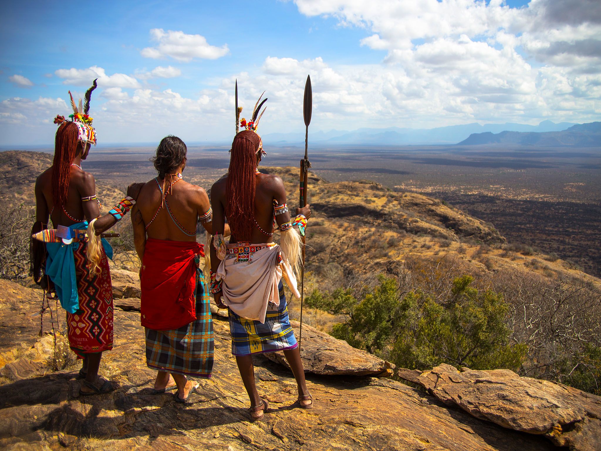 Kenya: Hazen standing with Samburu Warriors on a cliff. This image is from Hazen's Wild Survival... [Photo of the day - May 2016]