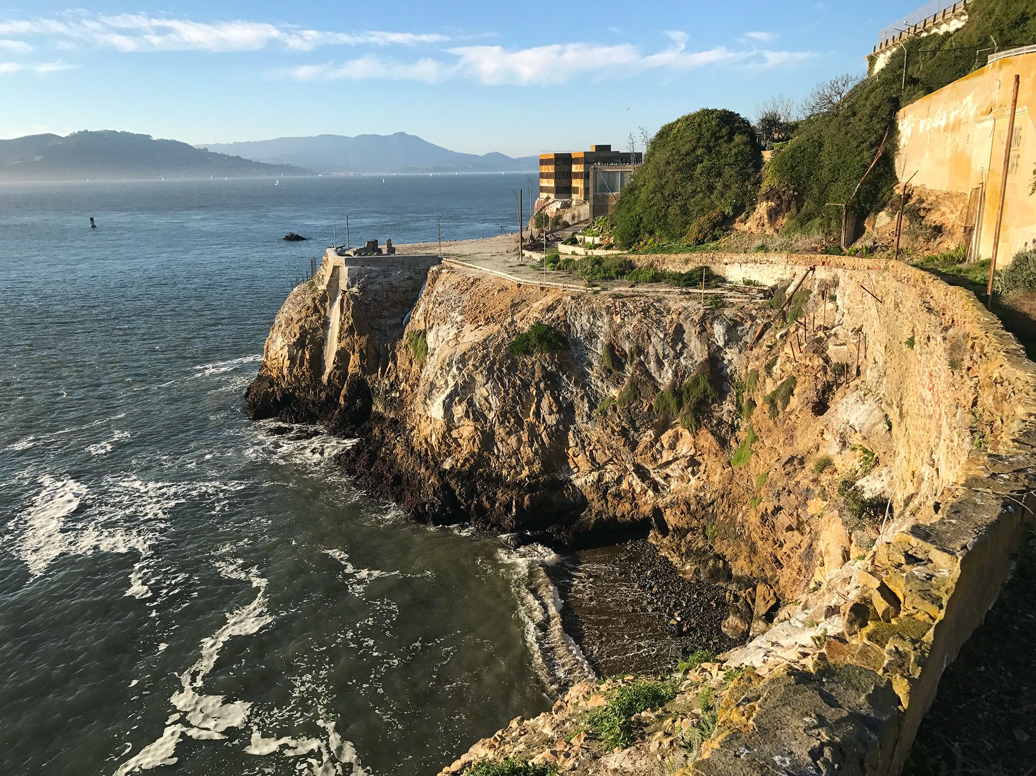 California:  Cliffs on the western side of Alcatraz Island. This image is from Drain Alcatraz. [Photo of the day - December 2017]