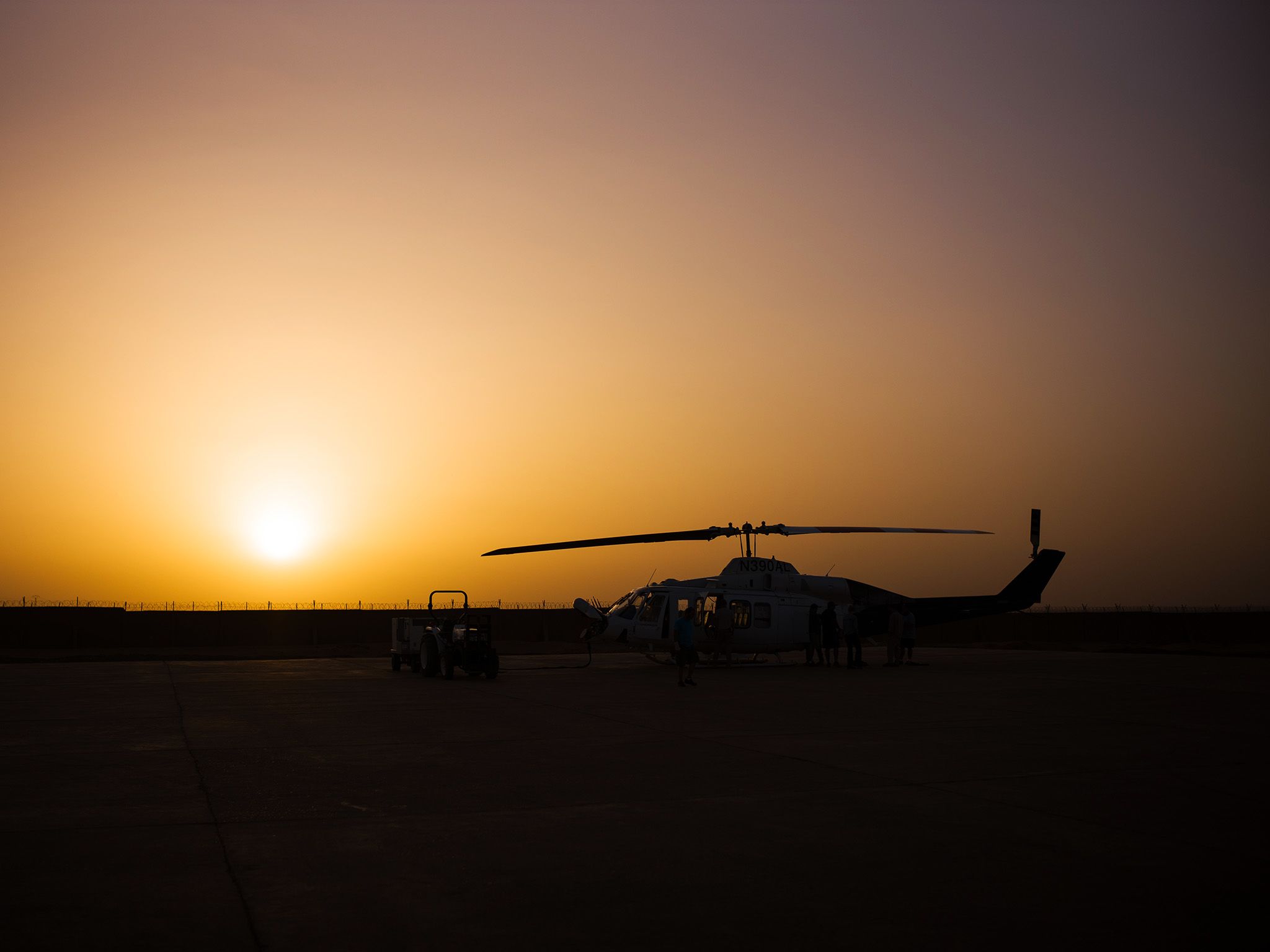 Niger:  A helicopter at sunset.  This image is from Chain of Command. [Photo of the day - February 2018]